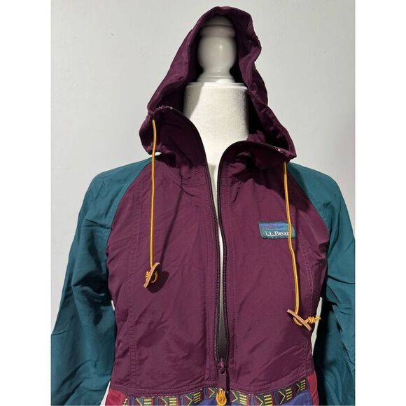 L.L. Bean anorak windbreaker multi color Aztec print XXS - Picture 2 of 7
